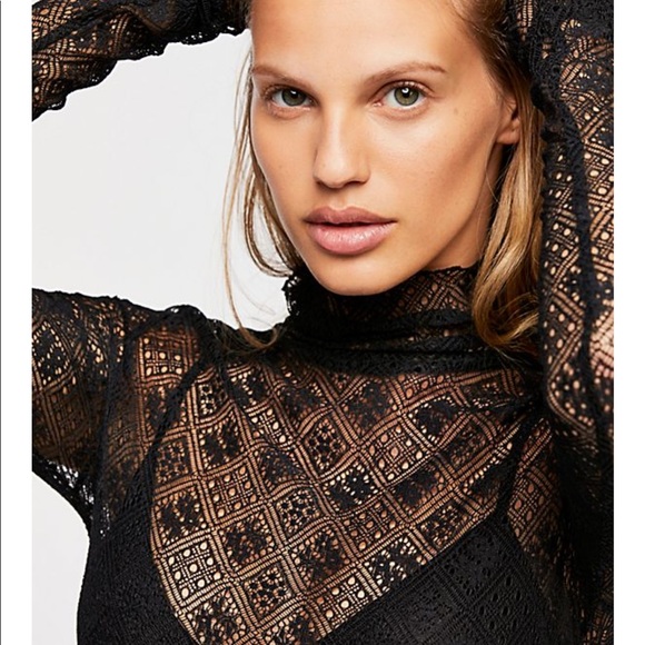 NWT Free People sheer mesh lace layering top - Picture 2 of 8
